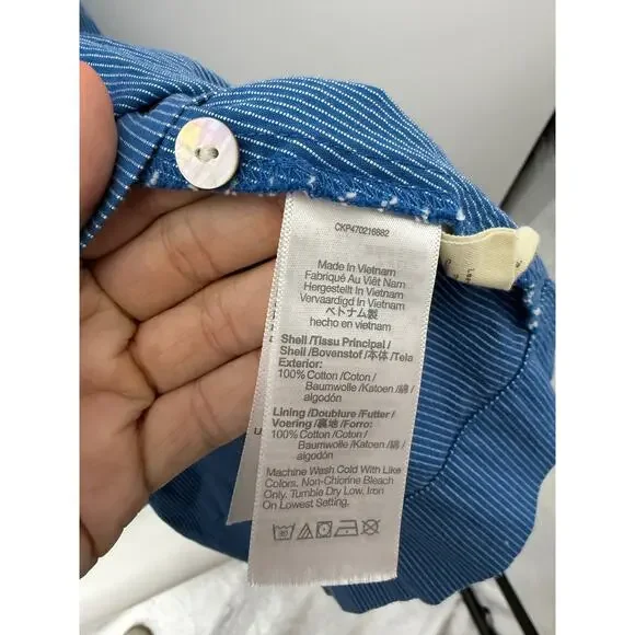 Madewell Tiered Button Front Midi Dress Blue Stripe Cotton 4P Petite Cottage - Picture 11 of 14